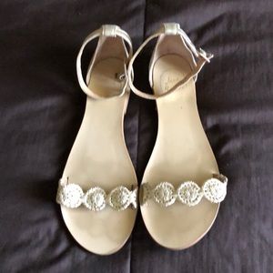 Gold leather Jack Rogers ankle strap flat
